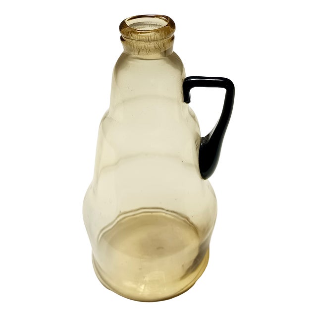 Straw Colored Murano Glass Pitcher Vase attributed to Vittorio Zecchin, Italy, 1890s For Sale