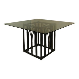 Black Lacquered Oak and Beech Table with Leather Bindings and Tempered Glass Top by Gasparucci Italo, Italy, 1970s For Sale