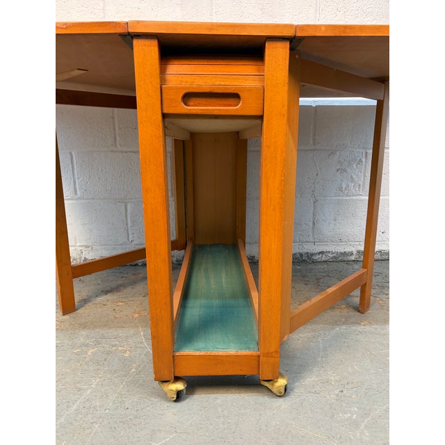 Mid 20th Century Romanian Drop Leaf Hide a Way Table W/ Four Folding Chairs For Sale - Image 10 of 17