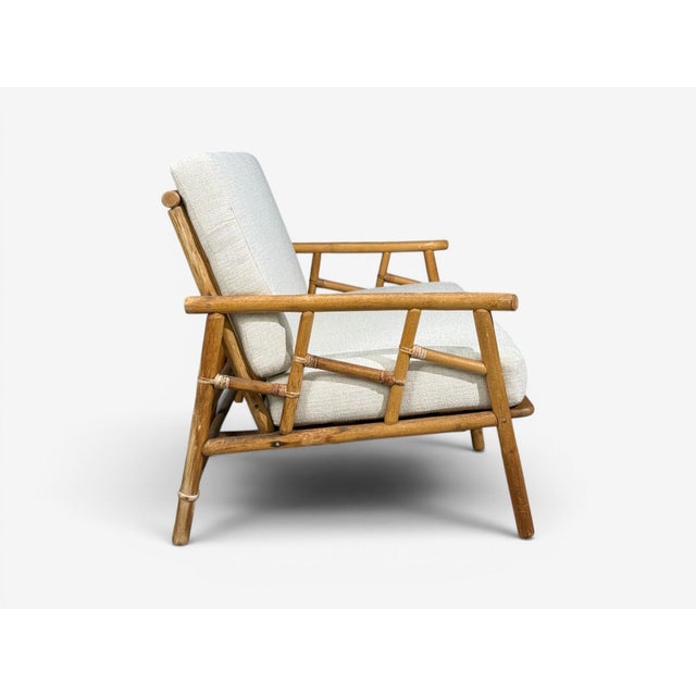 Ficks Reed, Two Seater Sofa, Bamboo, Cane, White Fabric, Usa, 1950s For Sale - Image 9 of 15