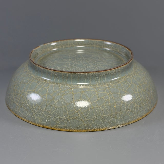 Antique Chinese Celadon Crackle‑Glaze Porcelain Brush Washer Bowl For Sale - Image 6 of 7