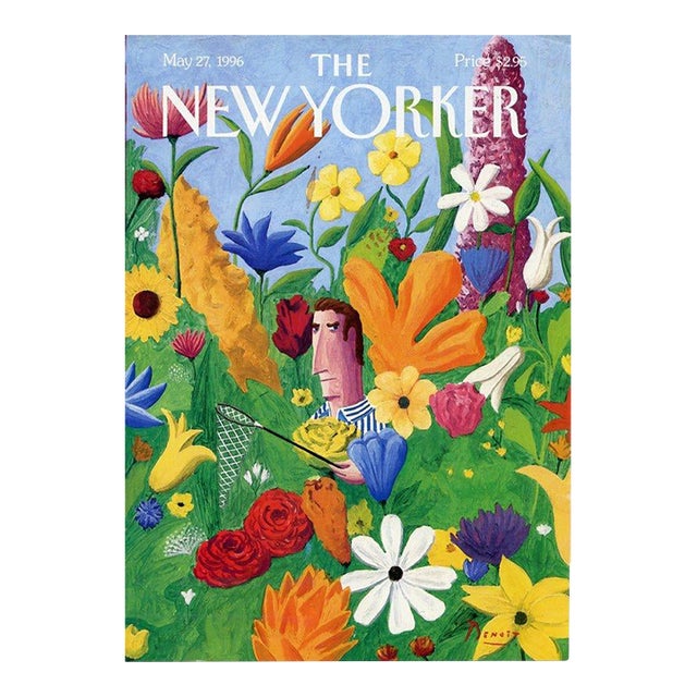1996 Vintage New Yorker Magazine Cover, May 27, Benoit Van Innis Cover Art, Spring Flowers For Sale