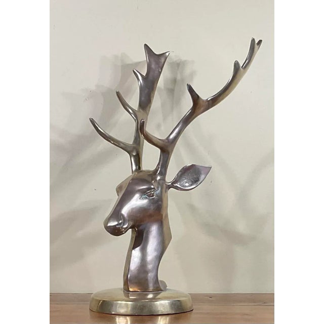 Vintage 1980s Brass Deer Head For Sale - Image 13 of 13