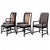 An elegant set of six Postmodern dining chairs, crafted with black lacquered wood and featuring striking birdseye maple...