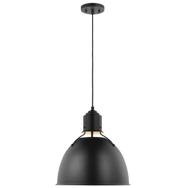 Transitional Thomas O'Brien By Visual Comfort Studio Huey 1-Light Pendant in Midnight Black For Sale - Image 3 of 4