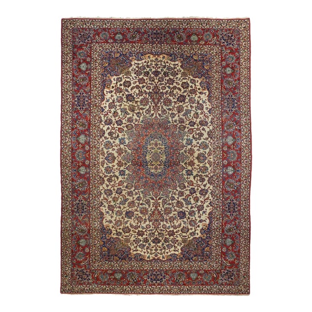 Antique Isfahan Rug 7'3'' x 10'6'' For Sale