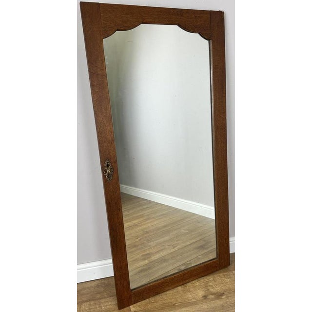 Antique French Mirror with Oak Frame For Sale - Image 10 of 10
