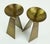 A pair of beautifully shaped mid-century candlesticks made of solid brass. 1950s to 60s. Fantastic streamlined design, a...