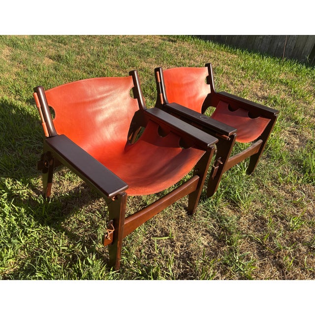 Mid 20th Century Pair of Sergio Rodrigues “Kilin” Armchairs, Brazilian Rosewood & Leather, Brazil For Sale In Houston - Image 6 of 9