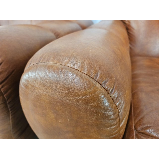 Vintage Italian Brown Leather Club Chairs, 1970s, Set of 2 For Sale - Image 12 of 17