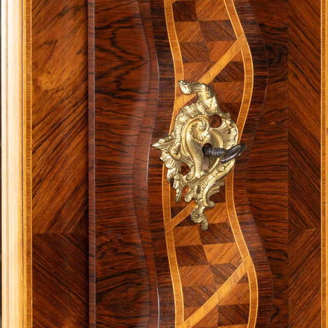 Wood 20th Century Pair of Large Rococo Inlaid Marquetry Cabinets, Sweden For Sale - Image 7 of 12