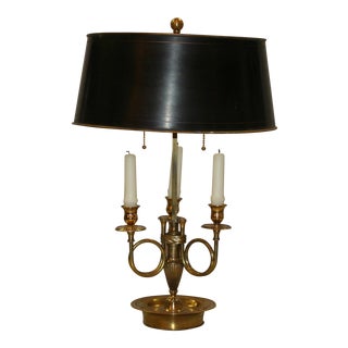 1920s French Brass Horn Bouillotte Lamp For Sale