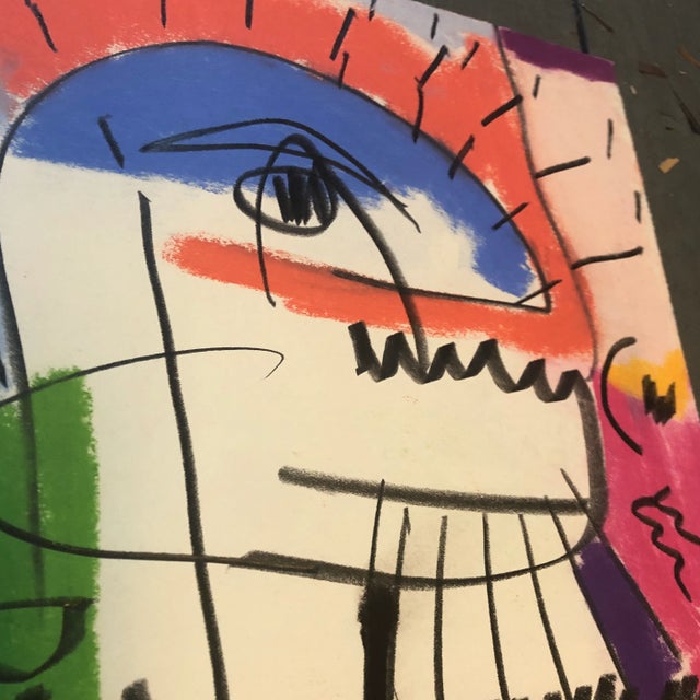 Abstract Original Vintage Robert Cooke Abstract Pastel Drawing 1960’s “ the Glowing Head” For Sale - Image 3 of 5