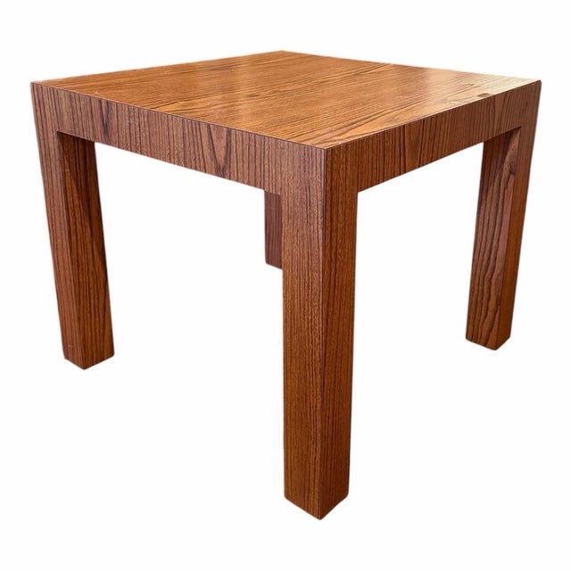 Milo Baughman Vintage 1970s Large Boho Wood-Grain Laminate Side/End Table For Sale - Image 4 of 6
