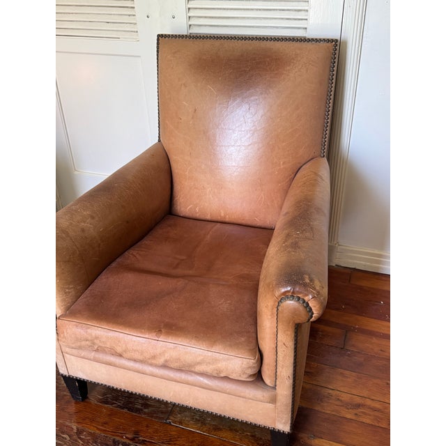 Animal Skin Quatrain Reproduction 1940s Leather Chair Owned by Craig Wright and Featured in Architectural Digest For Sale - Image 7 of 11
