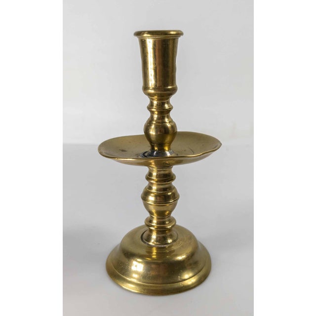 17th or 18th Century European Dutch Heemskirk Mid-Drip Brass Candlestick For Sale - Image 4 of 13