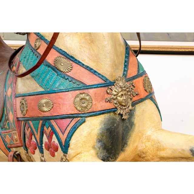 Brown Mid 20th Century Vintage Life-Sized Polychromatic Decorated Carousel Horse For Sale - Image 8 of 12