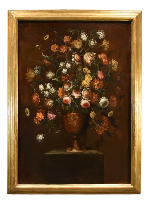Andrea Scacciati, Flowers Still Life, 1680, Oil on Canvas, Framed