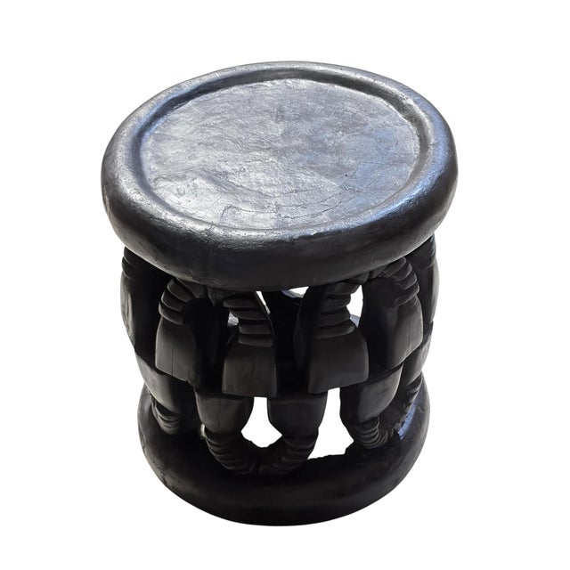 Vintage Lg Tribal Round Nobility Bamileke Stool/Table Cameroon 17" H For Sale - Image 4 of 6