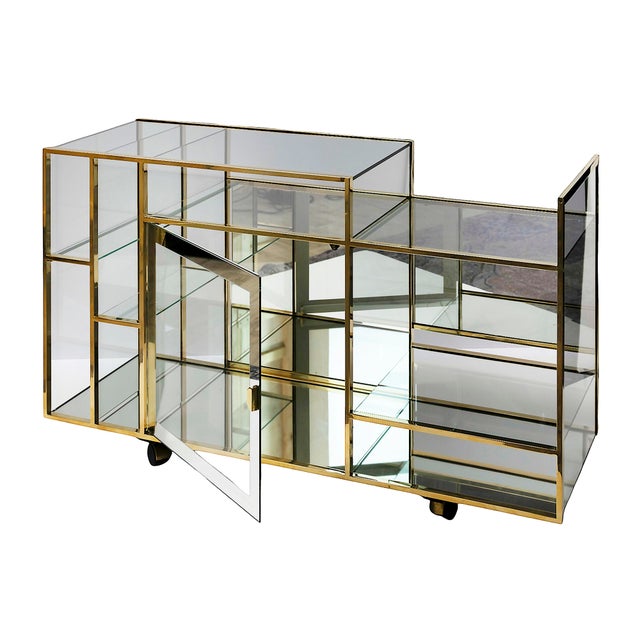 1970s Mid-Century Modern Italian Brass and Glass Console Table, 1970s For Sale - Image 5 of 9