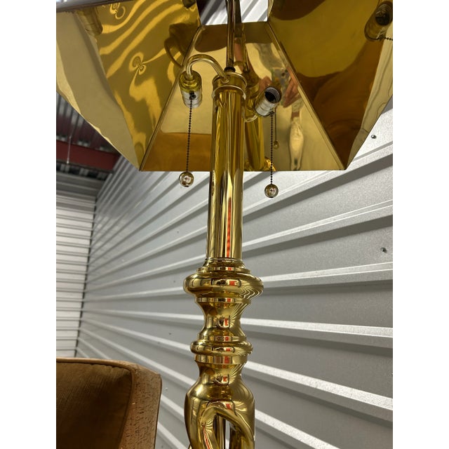 Contemporary 1970s Solid Brass Triple Helix Floor Lamp For Sale - Image 3 of 5
