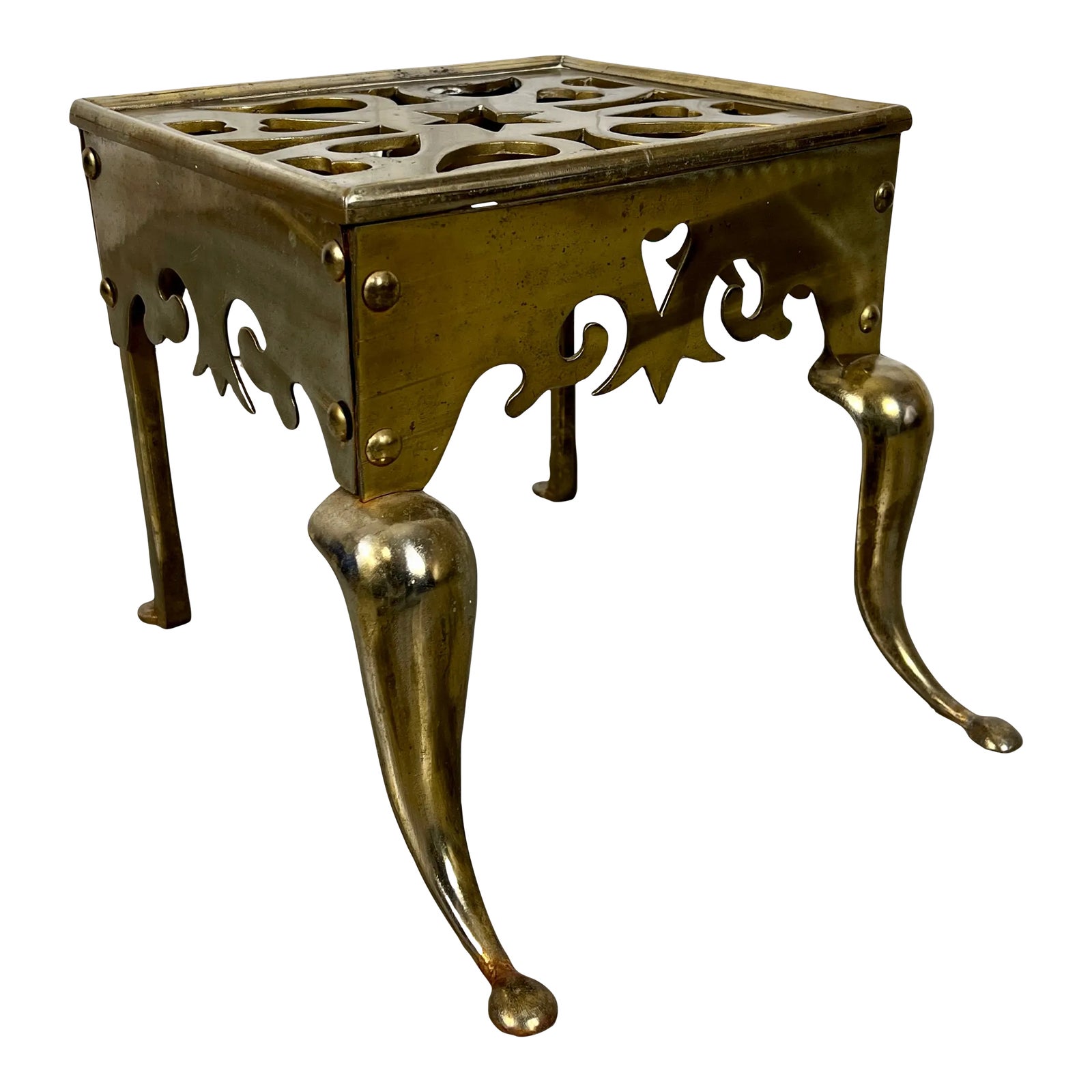 Antique Brass Fireplace Trivet / Footman | Chairish