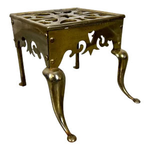 Antique Brass Fireplace Trivet / Footman