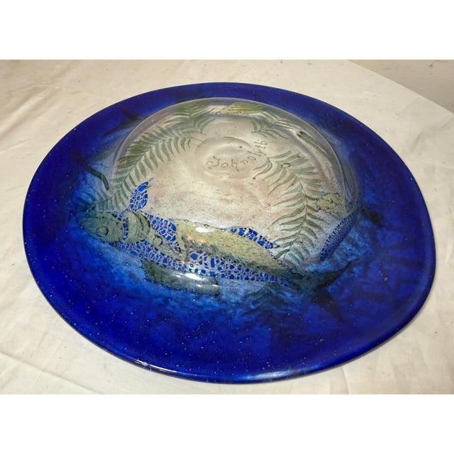 Antique 1930's Ernst Hantich & Co Johnolyth Dragonfly Fish Glass Glass Bowl Dish For Sale - Image 10 of 15