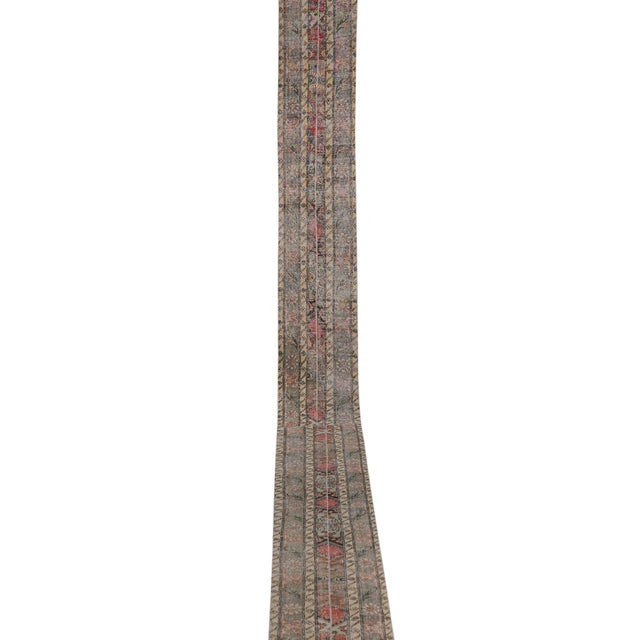 1960s Distressed Extra Long Turkish Runner Rug - Stair Rug 1'7'' X 23'4'' 20" x 290" / 52 x 712 Cm Hand woven with high...