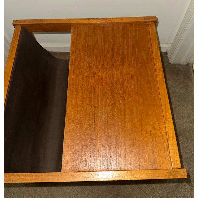 Mid-Century Modern Mid-Century Modern Danish Teak & Canvas Magazine Sling Side Table by BL-Møbler For Sale - Image 3 of 12
