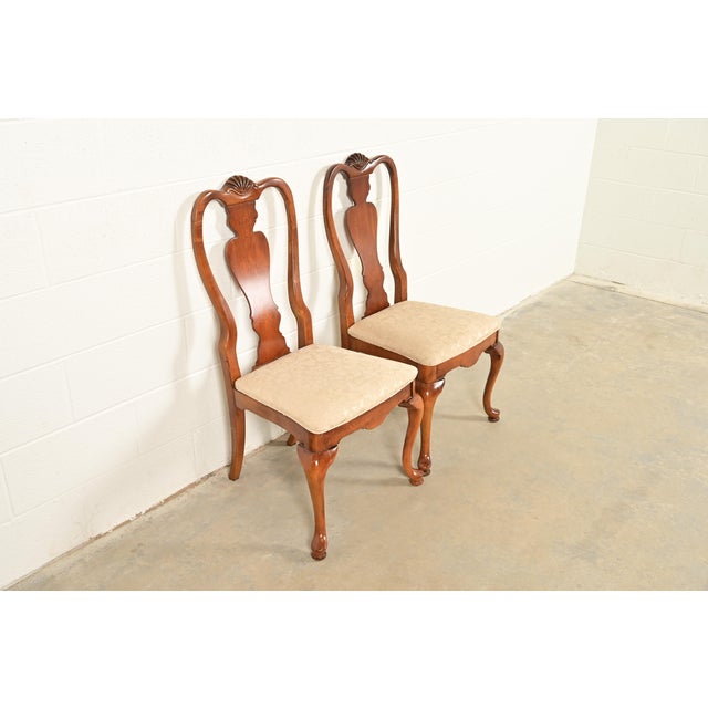 Stanley Furniture Queen Anne Solid Mahogany Side Chairs or Dining Chairs by Stanley, Pair For Sale - Image 4 of 14