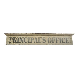 Vintage Wooden Principal's Office Sign For Sale