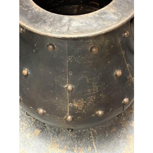Large Cauldron Shaped Metal Planter For Sale - Image 5 of 8