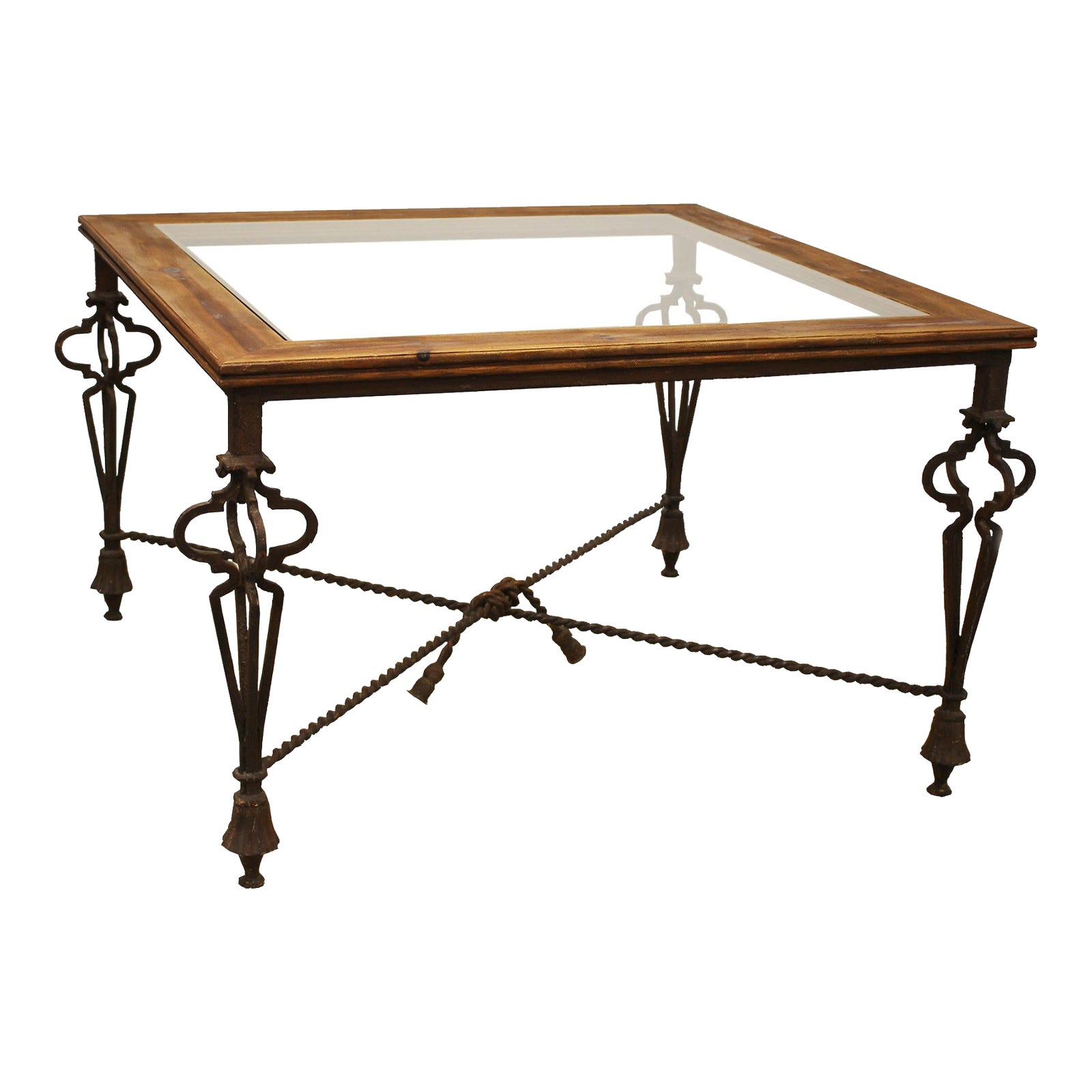HandCrafted Wrought Iron Dining Table With Wood and Glass Top Chairish