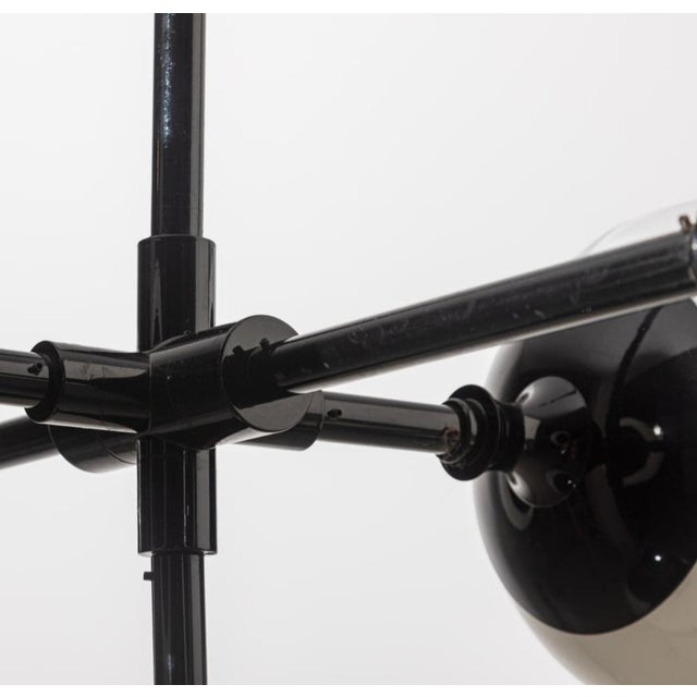 Model Peggy Chandelier in Black Lacquered Iron with Opaline Spheres with Central Lace by Hangar Design Group for Showy For Sale - Image 3 of 5