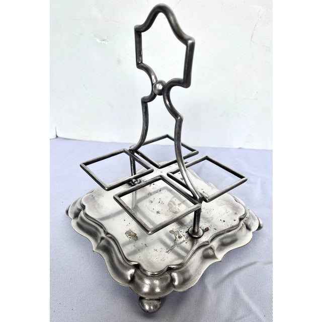 Late 1800s Victorian Silver and Cut Crystal Cruet Set With Carrier For Sale - Image 10 of 14