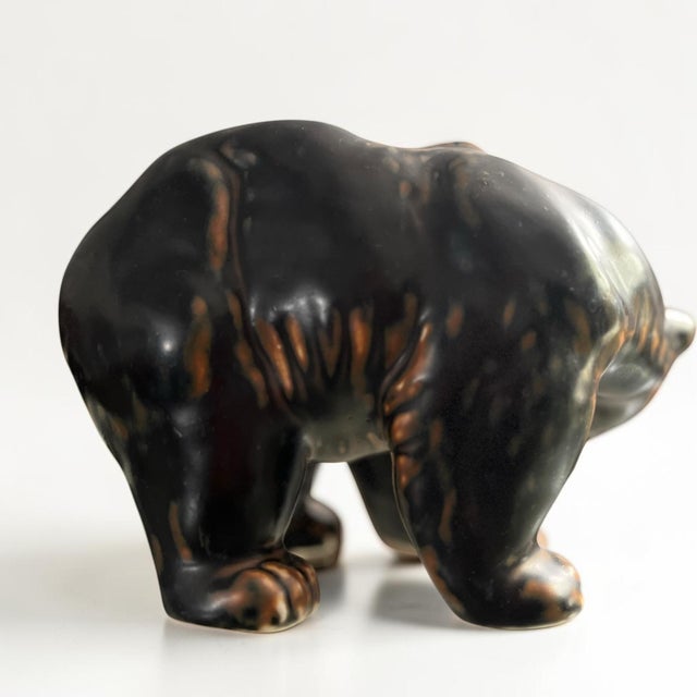 Mid-Century Modern Large Flambé Glazed Stoneware Bear Figurine by Knud Kyhn for Royal Copenhagen, 1950s For Sale - Image 3 of 17