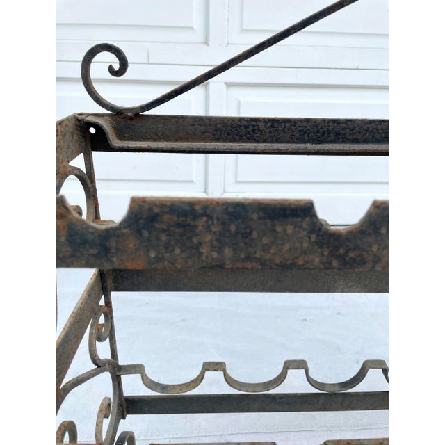 Mid 20th Century Vintage Rustic Iron Indoor/Outdoor Wine Rack For Sale - Image 5 of 11