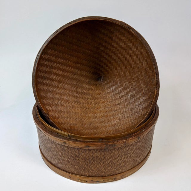 19th Century Chinese Bamboo Woven Hat Box For Sale - Image 4 of 6