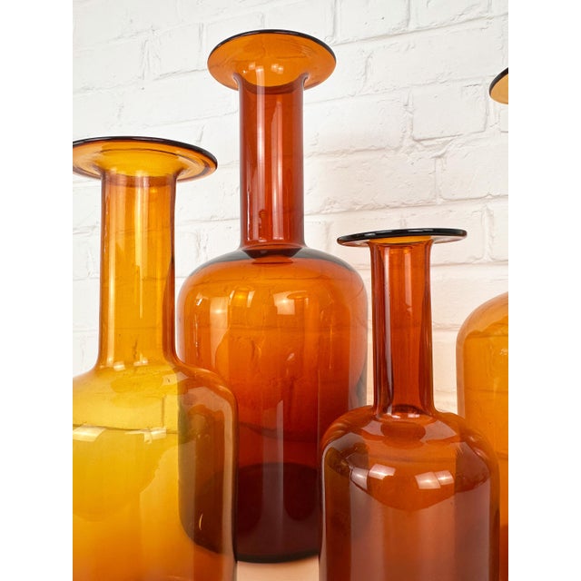 Amber Floor Vase Vases by Otto Brauer for Holmegaard, Denmark, 1960s, Set of 4 For Sale - Image 12 of 13