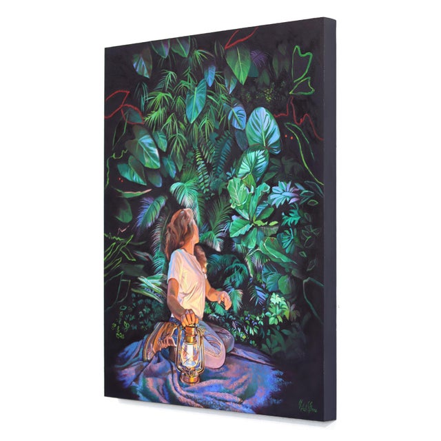 Periphery - Luminous Glowing Colorful Figurative Surrealist Oil Painting on Wood Original Artwork by Michelle Fillmore For Sale In Los Angeles - Image 6 of 9