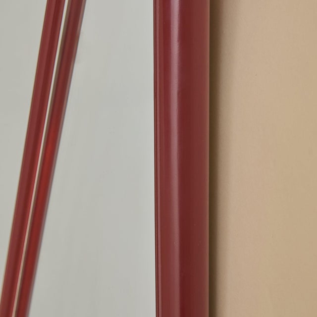 Italian Red Lacquered Wall Mirror, 1970s For Sale - Image 4 of 9