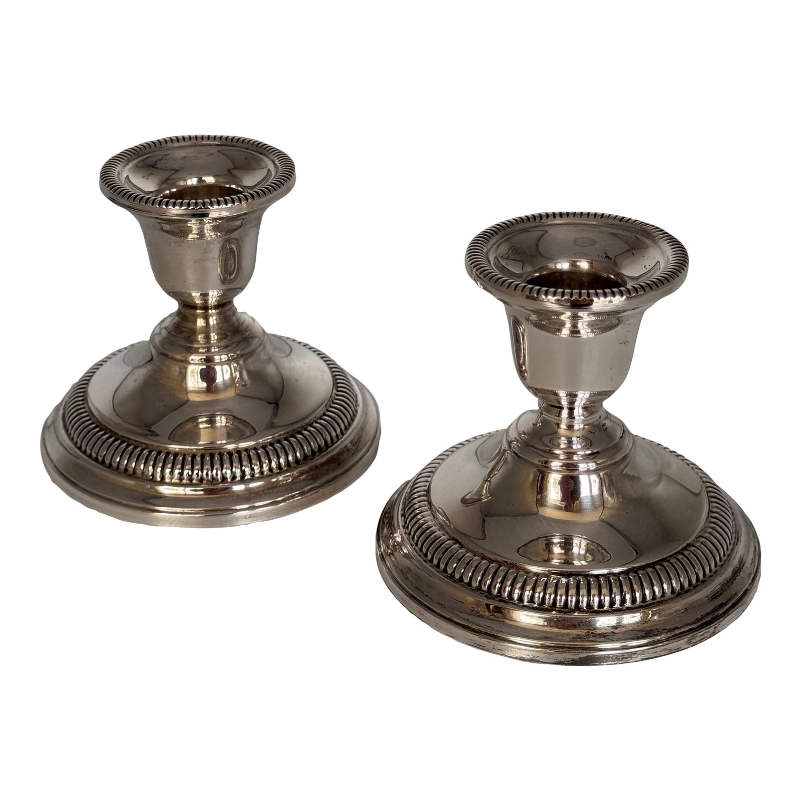 Sterling Silver Candle Holders - A Pair | Chairish