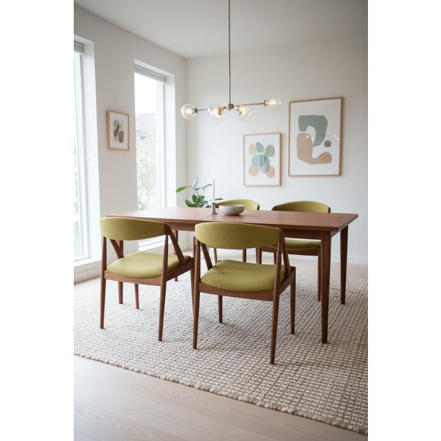 Brown Model 31 Chairs in Teak and Wool Fabric by Kai Kristiansen for Schou Andersen, 1960s, Set of 4 For Sale - Image 8 of 17