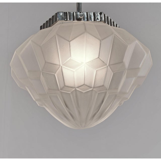 Degue French Art Deco Pendant Light 1930s For Sale - Image 6 of 11