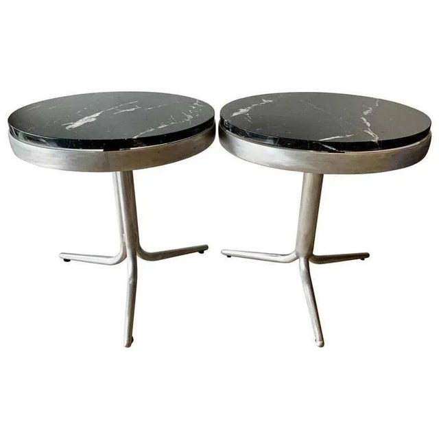 Aluminum and Marble Side Tables - a Pair For Sale - Image 12 of 12