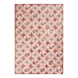 1980s Rose Ground Vintage Classic Continental Design European Needlepoint Rug For Sale