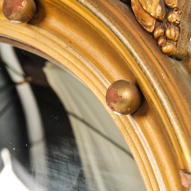 Large Antique Federal Eagle Convex Mirror Giltwood Bullseye Butler Mirror Circa 1920s For Sale - Image 11 of 16