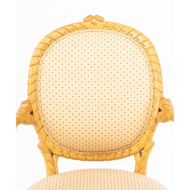 Modern Hollywood Regency Style Rope Twist Motif Arm Chair For Sale - Image 3 of 9
