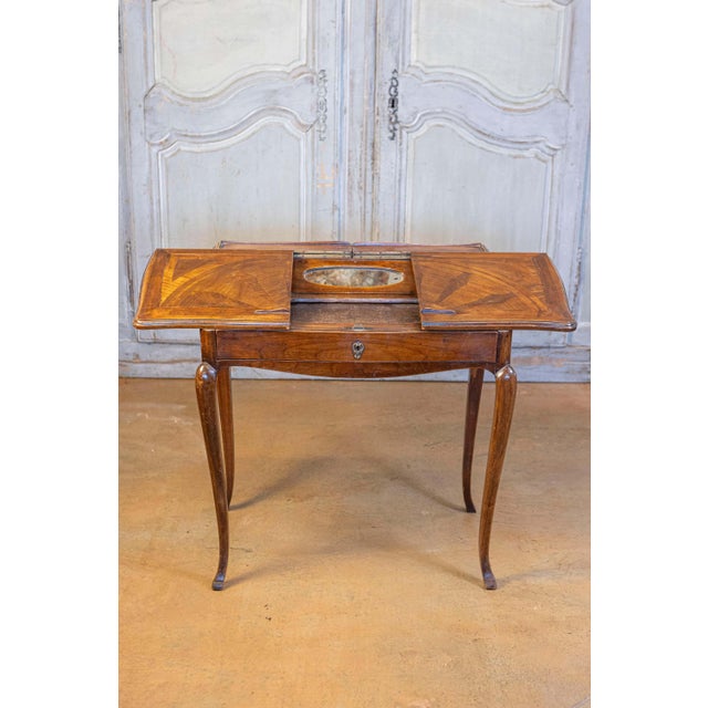French Petite French Louis XV Style Walnut Slant-Front Desk, Stamped, circa 1810 For Sale - Image 3 of 10